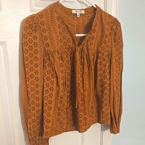 Madewell Women's Brown Eyelet Top size xxs
